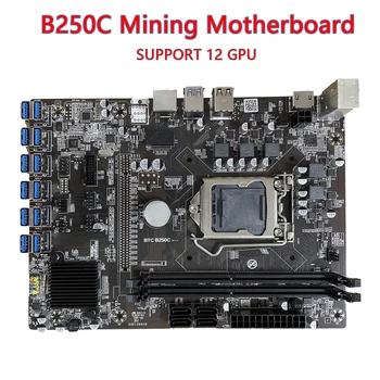 B250C BTC Bányászati Gép Alaplap 12 USB 3.0 PCI-E Grafikus Kártya CPU G3900 Támogatás LGA 1151 DDR4 SATA 3.0 a Bányász 2