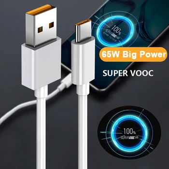 baixin 65 w-os Super VOOC USB-C Kábel 6.5 Gyors Töltés Típus-C Kábel Oppo Realme X 5 6 X50 X3 X5 Pro X50m X50t Quick Charge 3.0 2