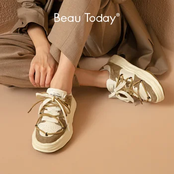 BeauToday Platform Cipők Nők Szintetikus Bőr, Velúr Csipke Retro Oktatók Vegyes Színek Oldjunk Fel Egyetlen Női Cipő 29154 1
