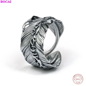 BOCAI S925 Sterling Ezüst Nyitó Gyűrű a Férfiak, mind a Nők 2021 Új Divat Pihe Fű Kezét Díszek Tiszta schuster szállás Ékszerek