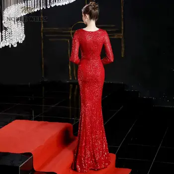 báli ruhák 2021 piros hableány rugalmas party ruha szexi vestidos de gála v-nyakú, hosszú prom ruha hosszú ujjú 2