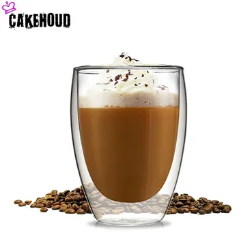 CAKEHOUD Double-layer hőálló Latte, Kávé, Pohár, Átlátszó Üveg, Dupla rétegű Szigetelés Csésze Tejeskávé, Tej, Sör, Narancslevet 1