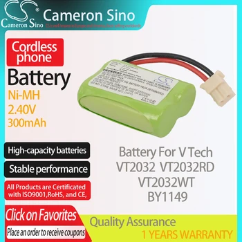 CameronSino az Akkumulátor V-Tech VT2032 VT2032WT VT2032RD illik V-Tech BY1149 Vezeték nélküli telefon Akkumulátor,Vezetékes telefon akkumulátor 300mAh V 2.40 1