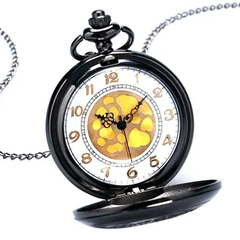 Charm Fekete Vintage Steampunk Elgent Hűtőrácsokat Esetben Quartz zsebóra Női Nyaklánc Medál Lánccal Reloj De Bolsillo P240 2