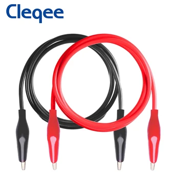 Cleqee P1025 2DB Dual Csipeszt Teszt Vezet, Dupla végű Krokodil Csipesz Teszt Wire Elektromos DIY Kábel 50cm, piros, fekete 1