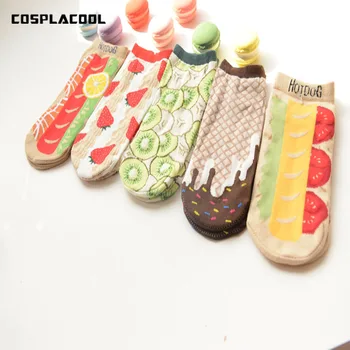 [COSPLACOOL]zokni nők Japán kedves calcetines mujer hot-dog csokis epres minta kreatív aranyos meias 1
