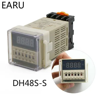 DH48S-S 0.1 s-990h AC 110V, 220V DC 12V 24V Repeat Ciklus SPDT Programozható Időzítő Idő Kapcsoló Relé Aljzat Bázis DH48S Din Sín