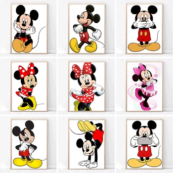 Disney Animációs Vászon Festmény Mickey and Minnie Rajzfilm Poszterek, Nyomatok, Wall Art Képet Gyerek Szoba, Otthon Dekoráció 1