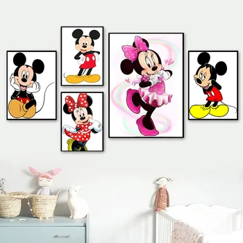 Disney Animációs Vászon Festmény Mickey and Minnie Rajzfilm Poszterek, Nyomatok, Wall Art Képet Gyerek Szoba, Otthon Dekoráció 2