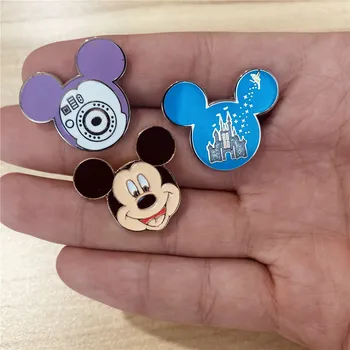 Disney Mickey Bross Zománc Pin Aranyos Mickey Fejét Kastély Fém Anime Jelvények Rajzfilm Bross Kitűző, Ékszerek, Ajándék Nőknek, Férfiaknak