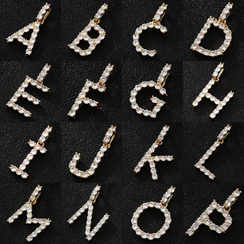 Divat Cirkónia 26 arany betű medál, női kézzel készített DIY fülbevaló, nyaklánc ékszer kiegészítők