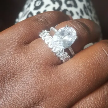 Divat Ovális Ígéret gyűrű 925 Sterling ezüst AAAAA Cz Kő Party Esküvői Zenekar Gyűrűk nők Menyasszonyi Eljegyzési Ékszer Ajándék