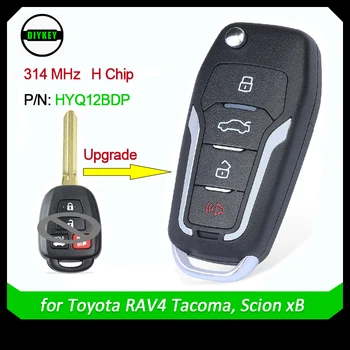 DIYKEY Korszerűsített Flip Távoli Autó Kulcs 314MHz H Chip Fob Toyota RAV4 Tacoma 2014-2016 / Scion xB 2013-2015 FCC ID: HYQ12BDP 1