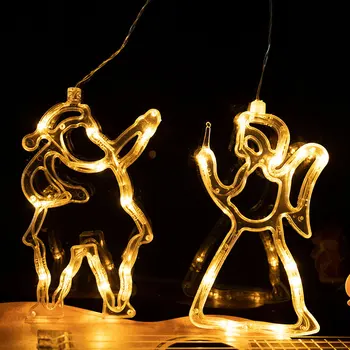 Elk Bell String Garland Függöny LED Karácsonyi Dekoráció Az Otthoni karácsonyfa Dísz Navidad Karácsonyi Ajándék Új Évben Karácsony 2