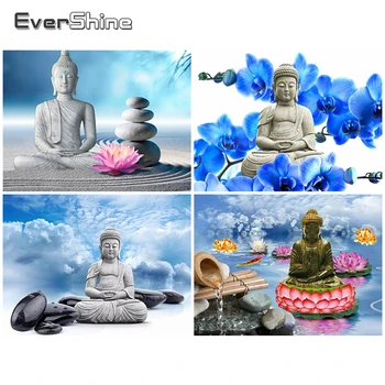 EverShine 5D DIY Gyémánt Festmény, Portré Strassz Teljes Négyzet Gyémánt Hímzéssel, Buddha, Mozaik Vallás Kép lakberendezés 1