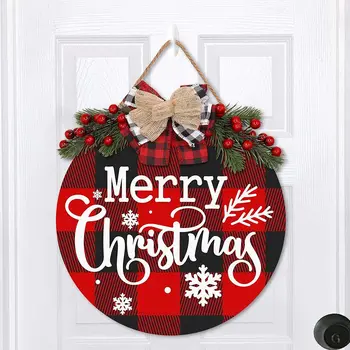 Fa-Karácsonyi Koszorú Ajtón Lógó Oranments Xmas Medálok Boldog Karácsonyi Dekoráció Az Otthoni 2021 Boldog Új Évet Naviidad Supplie 1