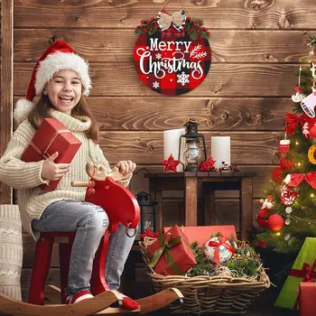 Fa-Karácsonyi Koszorú Ajtón Lógó Oranments Xmas Medálok Boldog Karácsonyi Dekoráció Az Otthoni 2021 Boldog Új Évet Naviidad Supplie 2