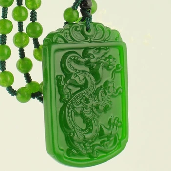 Gyűjtemény Kínai Divat Természetes Zöld Jade Állat Sárkány Charm Medál Nyaklánc Ékszer Szerencse Amulett Ajándék 1
