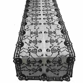 Halloween asztali futó Csipke Koponya fekete tűzhely törölköző, terítő, Téglalap alakú, lámpaernyő kandalló Asztalt borító ruhát lakberendezés 1