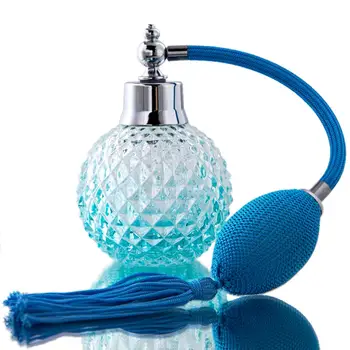 H&D Vintage Kék Üveg Üres Parfümös Üveg Arcszeszt Hosszú Spray Bojt Porlasztó Újratölthető Hölgy Ajándék, Luxus Sorozat 110ml 2
