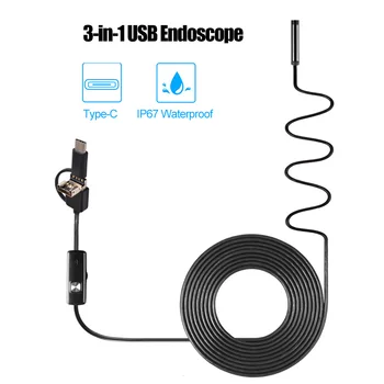 Ipari Endoszkóp Füles Kamera Beépített 6 Led-ek IP67 Vízálló USB-C-Típusú Endoszkóp Android Okostelefonok/DB 3 az 1-ben 1