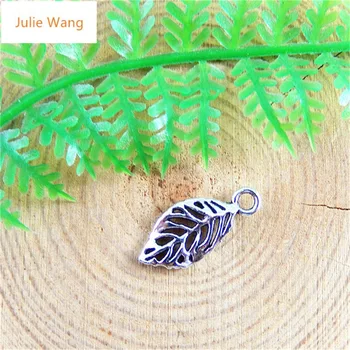Julie Wang 50PCS Trendi Mini Varázsa Alufelni Retro Ezüst Üreges Levél Medálok Varázsa Kézműves mesterségek Divat Ékszerek Tartozék