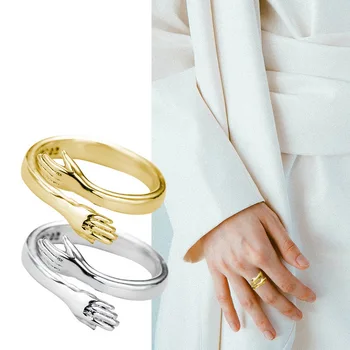 Klasszikus Pár Gyűrűk Szeretet Ölelés Ujj Gyűrű A Nők a Férfiak Eljegyzési Ékszert Állítható Nyílt Esküvői Gyűrű, Valentin Nap 2