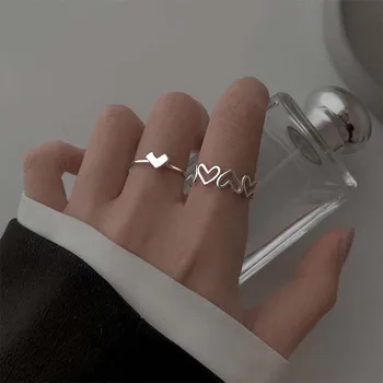 Koreai Aranyos Üreges Csatlakoztatott Szív Gyűrű Női Személyiség Geometriai Nyitó Egyszerű Gyűrű Ékszer