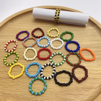Kézzel Készített Mag Gyöngy Gyűrűjét. Bohém Divat Új Egyszerű Lovely Charm Állítható Üveg Gyöngy Koreai Ékszerek A Nők, Lányok 1
