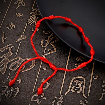 Kézzel Készített Szerencsés Piros String Karkötő Amulett 7 Csomó Védelem Kötelet, Férfi, Női Ajándék Nagykereskedelem 1