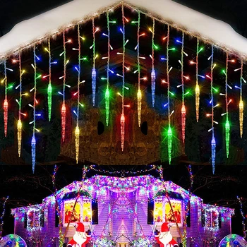 LED Karácsonyi Girland Jégcsap Tündér Függöny Fény Vízesés Ház Új Év, Kert, Terasz lakberendezési 8 Módok Születésnapi Ajándékok 1