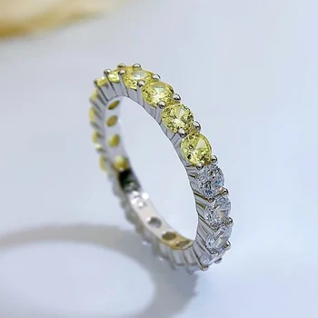 Luxus 100% 925 Sterling Ezüst Teljes Magas Szén-dioxid-Gyémánt, Smaragd Drágakő Gyűrű Női Fél Eljegyzési Gyűrű Finom Ékszer Ajándék 2