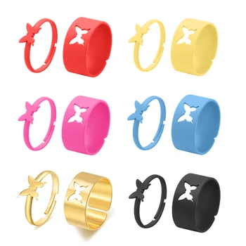 Macaron, Színes Pillangó Gyűrű A Nők A Férfiak Szerető Pár Gyűrű Készlet, Állítható Nyílt Gyűrűk Trend Divat Esküvő Ékszer Anillos 1