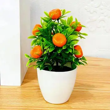 Mesterséges Gyümölcs Bonsai Mini Narancs, Gránátalma Fa Ablakpárkányon Dekoráció, Műanyag Udvar Szimulált Bonsai Növények Otthon