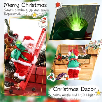 Mikulás Karácsonyi Figura Dísz Mássz Fel A Gyöngyöket, majd Menj Le Többször Elektromos Hegymászás LadderKids Játék Ajándékok New 2