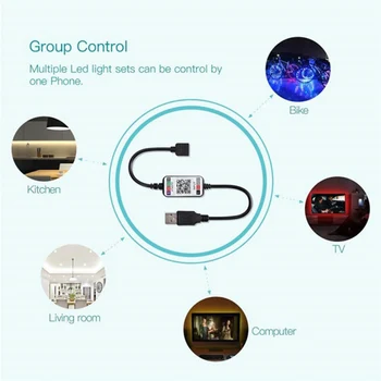 Mini Vezeték nélküli 5-24V Okos Telefon Vezérlő RGB LED Szalag Lámpa Vezérlő, USB Kábel, Bluetooth 4.0 Android IOS 2