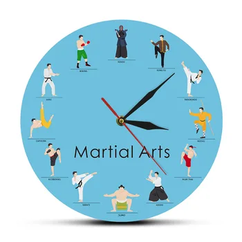 Mixed Martial Arts Modern falióra Harci Sport Wall Art Mester Harci Kizárólagos lakberendezés Lóg Csendes Fali Óra