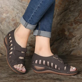 Nyári Női Szandál Gladiátor Hölgyek Üreges Ki Ékek Csatos Platform Alkalmi Cipő Női Puha Strand Cipő Zapatos De Mujer 2