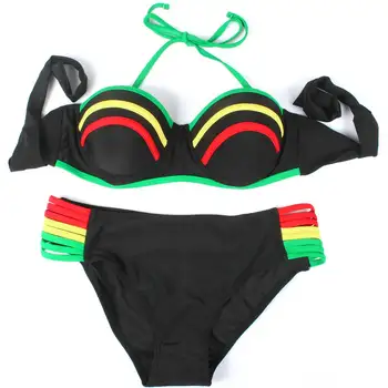 Női Divat Karib-Jamaikai Zászló Rasta Bikini Fürdőruha, Fürdőruha 2