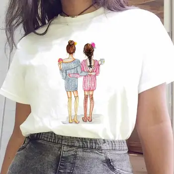 Női Póló Grafika Szép Akvarell Barátság Húgom Barátai Top Divat Póló Női Rajzfilm T-shirt Rövid Ujjú Ruha 1