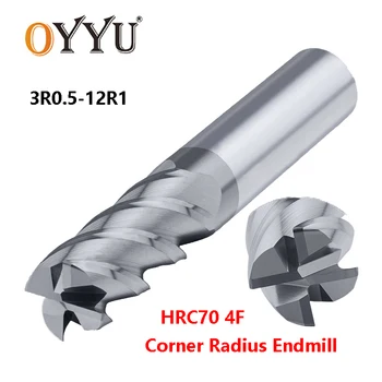 OYYU HRC70 Magas Keménységű Sarok Sugár marók 4 Fuvola Meghosszabbított Wolfram Steel Marószerszám 3mm-12mm CNC Router Kicsit 1
