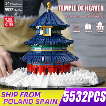 PENÉSZ KIRÁLY Világ Építészeti stílus, A MOC Temple of Heaven Modell építőkövei Közgyűlés Tégla Gyerekek DIY Játékok Karácsonyi Ajándékok 1