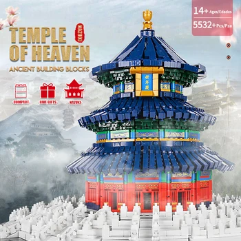 PENÉSZ KIRÁLY Világ Építészeti stílus, A MOC Temple of Heaven Modell építőkövei Közgyűlés Tégla Gyerekek DIY Játékok Karácsonyi Ajándékok 2