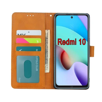 Redmi10 Flip Pénztárca Esetben A Xiaomi Redmi 10 Borító Bőr Mágneses Kártya Védő telefonkönyv A Vörös mi 10 Esetben Alapvetően coque közelében Táska 2