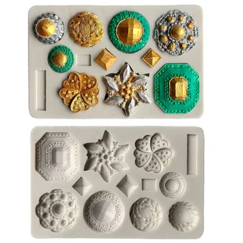 Retro ékszerek dombornyomott szilikon penész, torta dekorációs eszközök, fondant, csokoládé, kézműves, candy konyhai eszközök