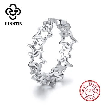 Rinntin 925 Sterling Ezüst Üreges Titkos Csillag Ujj Gyűrű Női Divat koreai Évforduló Ezüst Gyűrű, Ékszerek SR103 1