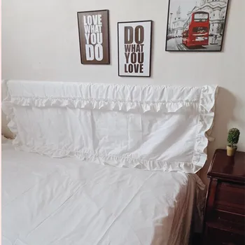 Rövid, fodros ágy fejvég fedezze esküvői dekorációs ágy borító, párnahuzat Klasszikus csipke ágy fej tábla kiterjed az ágy
