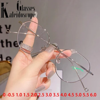 Sokszög Kész Rövidlátás Szemüveg Férfiak Nők Fém Számítógép Anti Kék Fény Blokkoló Szemüveg Keret Receptet -1.0 1.5 2.5 3 1