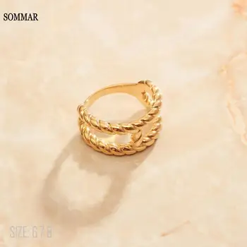 SOMMAR 2020-ra az új hit Arany Vermeil méret 6 7 8 Parfüm nőknek esküvői gyűrű Kötél, dupla réteg férfi gyűrű csont