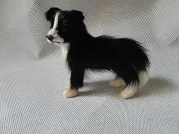 szimulációs kutya Border Collie modell polietilén& szőrme 10x8cm kézműves,kellék,otthon Dekoráció játék karácsonyi ajándék b3624